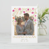 Delicate Colorful Floral Border Mexican Embroidery Kaart (Staand voorkant)