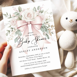 Delicate Coquette Bow Baby shower Kaart
