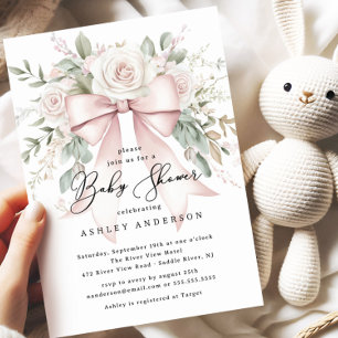 Delicate Coquette Bow Baby shower Kaart