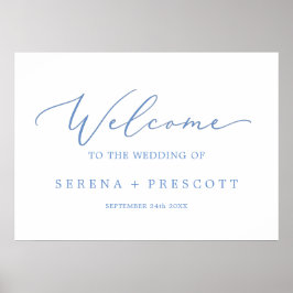 Delicate Cornflower Blue Wedding Welcome Poster