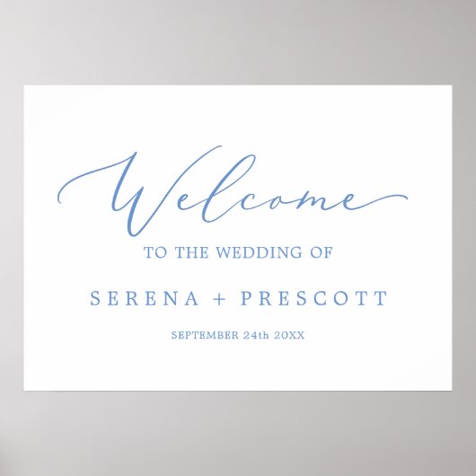 Delicate Cornflower Blue Wedding Welcome Poster (Voorkant)