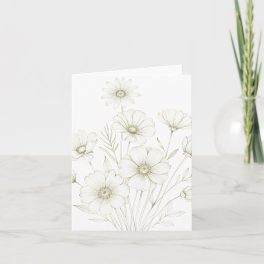 Delicate Cosmos Boeket Lijn Kunst Gratie (Voorkant)