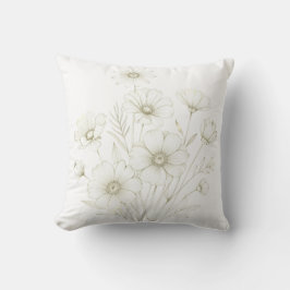 Delicate Cosmos Boeket Lijn Kunst Gratie Kussen