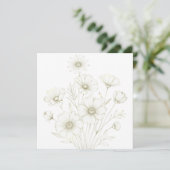Delicate Cosmos Bouquet Line Art Grace Kaart (Staand voorkant)