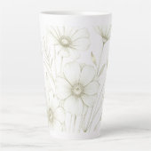 Delicate Cosmos Bouquet Line Art Grace Latte Mok (Voorkant)
