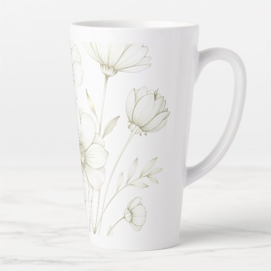Delicate Cosmos Bouquet Line Art Grace Latte Mok (Rechts)