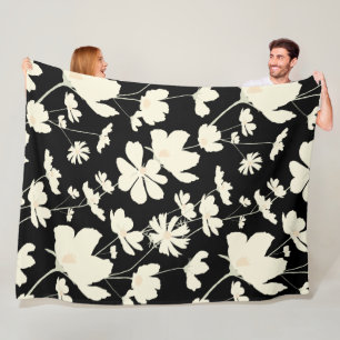 Delicate cosmos flower roombeige zwarte warme dorm fleece deken