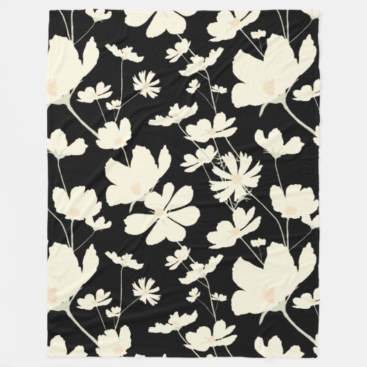 Delicate cosmos flower roombeige zwarte warme dorm fleece deken (Voorkant)