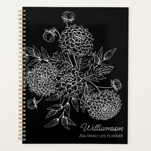 Delicate Country Flower Line Illustration Planner (Voorkant)