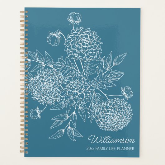Delicate Country Flower Line Illustration Planner (Voorkant)