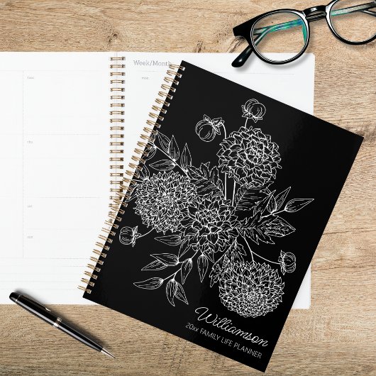 Delicate Country Flower Line Illustration Planner