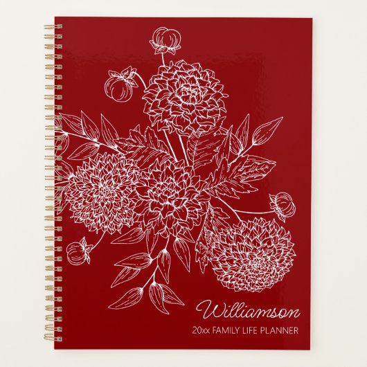 Delicate Country Flower Line Illustration Planner (Voorkant)