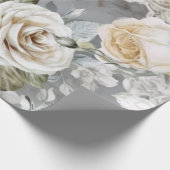 Delicate  Creamy White Roses Cadeaupapier (Hoek)