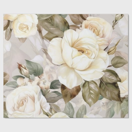 Delicate  Creamy White Roses Cadeaupapier (Vlak)