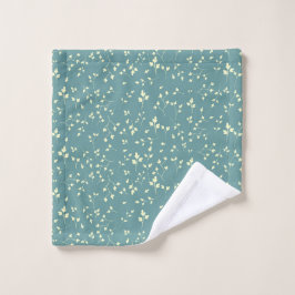 Delicate Crème Bladeren Stof Teal Botanisch Patroo Bad Handdoek