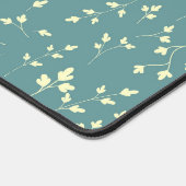 Delicate Crème Bladeren Stof Teal Botanisch Patroo Bureaumat (Hoek)