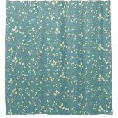 Delicate Crème Bladeren Stof Teal Botanisch Patroo Douchegordijn (Voorkant)