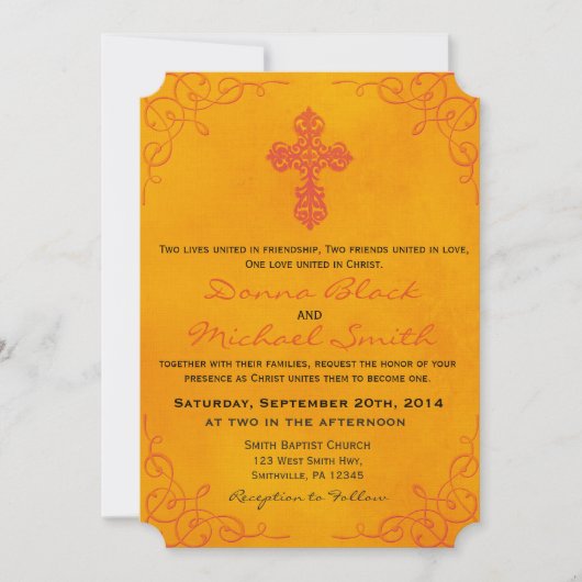 Delicate Cross Religieuze Huwelijksuitnodigingen Kaart (Voorkant)