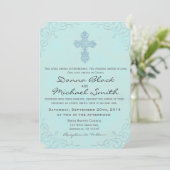 Delicate Cross Religieuze Huwelijksuitnodigingen Kaart (Staand voorkant)