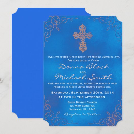 Delicate Cross Religieuze Huwelijksuitnodigingen Kaart (Voorkant / Achterkant)