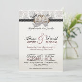 Delicate crystals bow with black lace kaart (Staand voorkant)