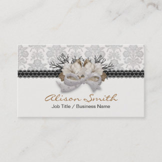 Delicate crystals bow with black lace visitekaartje
