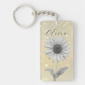 Delicate Custom Gold Daisy Flower Sleutelhanger (Voorkant)