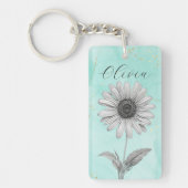 Delicate Custom Mint Blue Daisy Flower Sleutelhanger (Voorkant)
