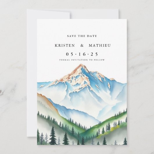 Delicate Custom Mountain Save The Date (Voorkant)