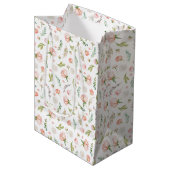 Delicate, Dainty Feminine Pink Floral Medium Cadeauzakje (Voorkant Gekanteld)