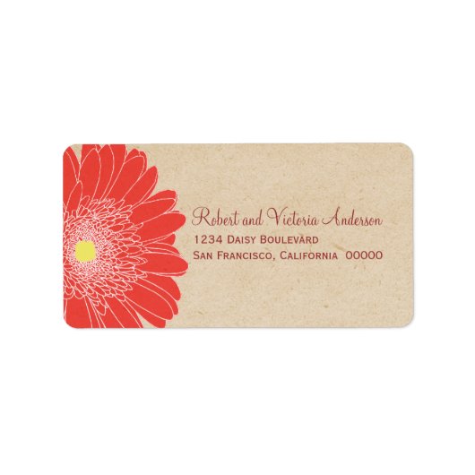 Delicate Daisies Adresetiketten, rood Etiket (Voorkant)