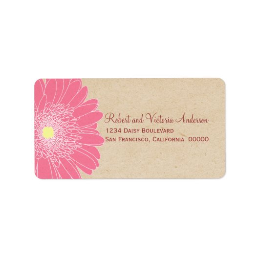 Delicate Daisies Adresetiketten, roze Etiket (Voorkant)
