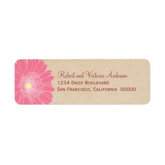 Delicate Daisies Return Address Labels, Roze Etiket (Voorkant)