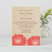 Delicate Daisies Wedding Invitation, Red Kaart (Staand voorkant)
