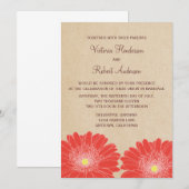 Delicate Daisies Wedding Invitation, Red Kaart (Voorkant / Achterkant)