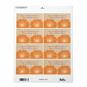Delicate Daisies Wedding Labels, Sinaasappel Etiket (Full Sheet)