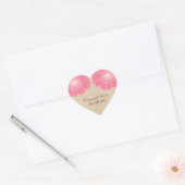 Delicate Daisies Wedding Stickers, Roze Hart Sticker (Envelop)