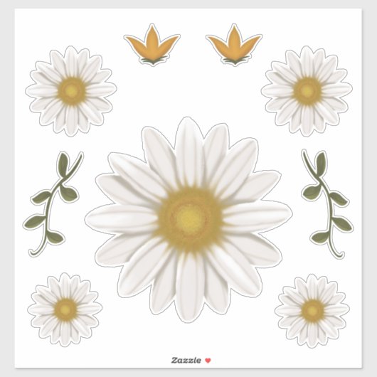 Delicate Daisy Hand-getrokken Floral Botanical Sticker (Vel)