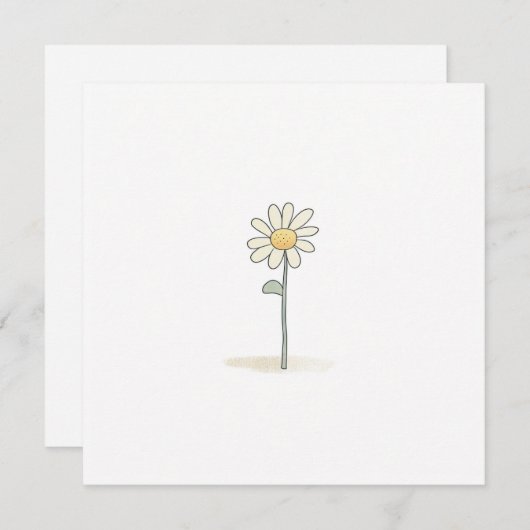 Delicate Daisy Illustration - Eenvoudige Zoete Blo Feestdagenkaart (Voorkant / Achterkant)