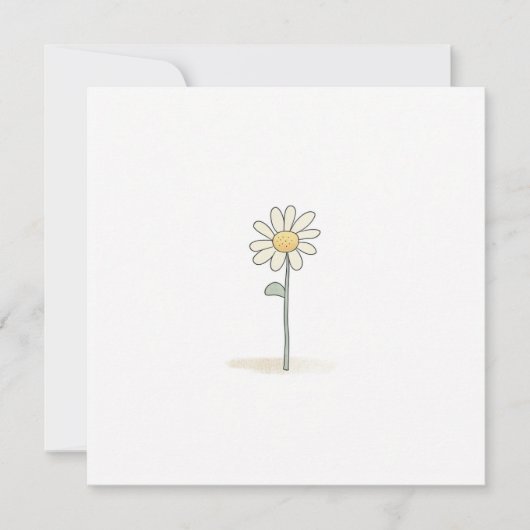 Delicate Daisy Illustration - Eenvoudige Zoete Blo Feestdagenkaart (Voorkant)