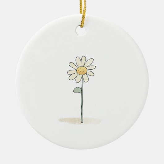 Delicate Daisy Illustration - Eenvoudige Zoete Blo Keramisch Ornament (Voorkant)