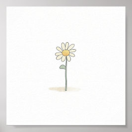 Delicate Daisy Illustration - Eenvoudige Zoete Blo Poster