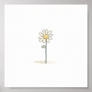 Delicate Daisy Illustration - Eenvoudige Zoete Blo Poster