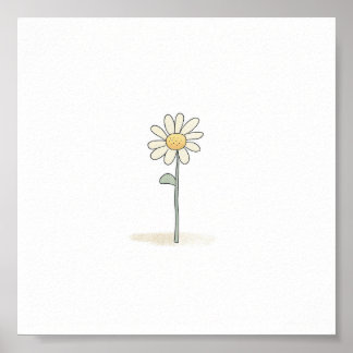 Delicate Daisy Illustration - Eenvoudige Zoete Blo Poster