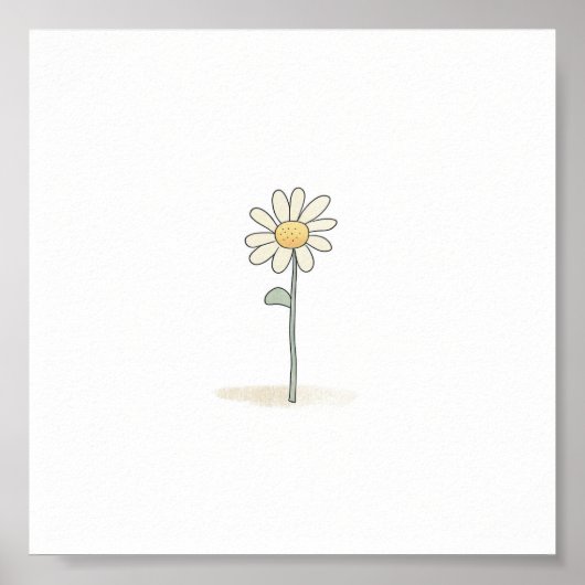 Delicate Daisy Illustration - Eenvoudige Zoete Blo Poster (Voorkant)