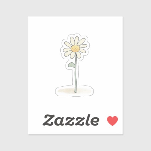 Delicate Daisy Illustration - Eenvoudige Zoete Blo Sticker (Vel)
