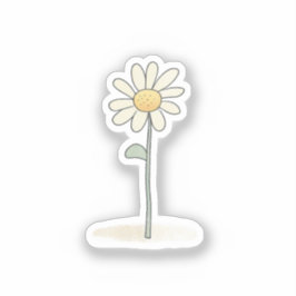 Delicate Daisy Illustration - Eenvoudige Zoete Blo Sticker