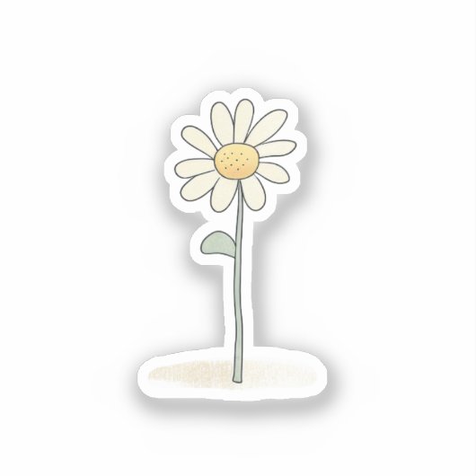 Delicate Daisy Illustration - Eenvoudige Zoete Blo Sticker (Voorkant)