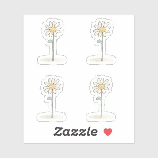Delicate Daisy Illustration - Eenvoudige Zoete Blo Sticker (Vel)