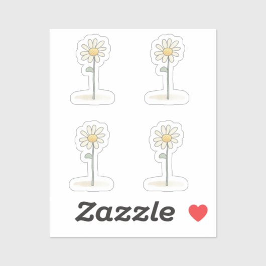 Delicate Daisy Illustration - Eenvoudige Zoete Blo Sticker (Vel)